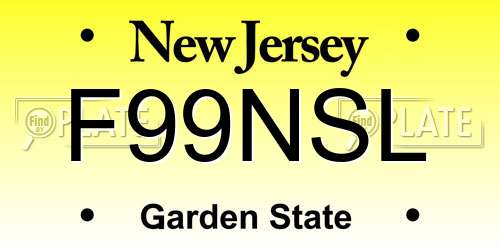 F99NSL New Jersey License Plate