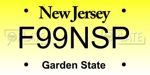 F99NSP New Jersey License Plate