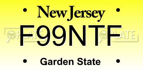 F99NTF New Jersey License Plate