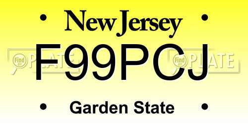 F99PCJ New Jersey License Plate