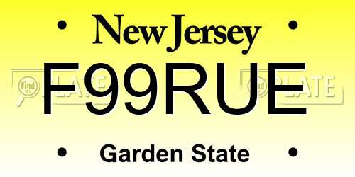 F99RUE New Jersey License Plate