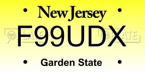 F99UDX New Jersey License Plate