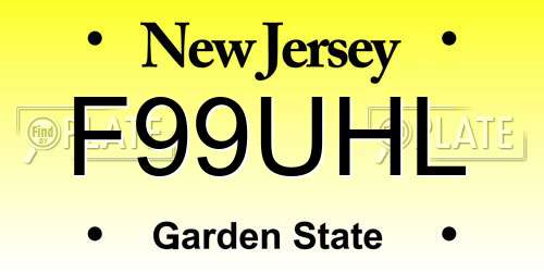 F99UHL New Jersey License Plate