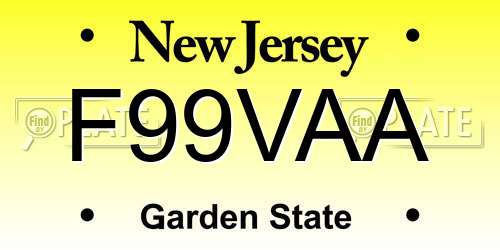 F99VAA New Jersey License Plate