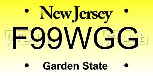 F99WGG New Jersey License Plate