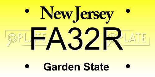 FA32R New Jersey License Plate
