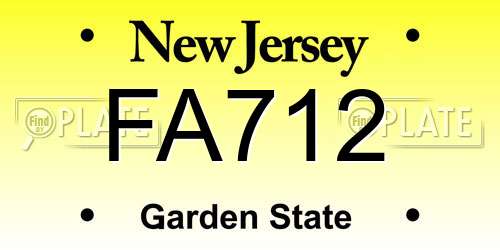 FA712 New Jersey License Plate