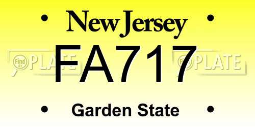 FA717 New Jersey License Plate
