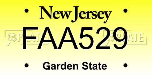 FAA529 New Jersey License Plate