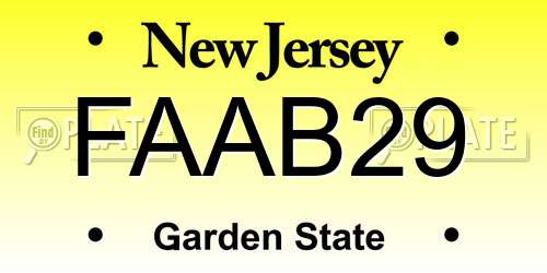 FAAB29 New Jersey License Plate