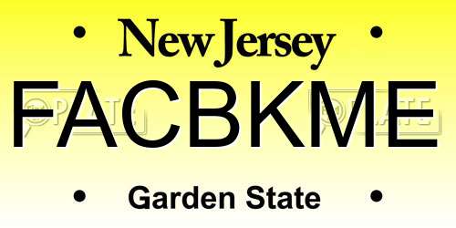FACBKME New Jersey License Plate