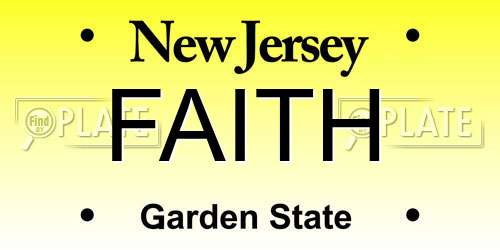 FAITH New Jersey License Plate