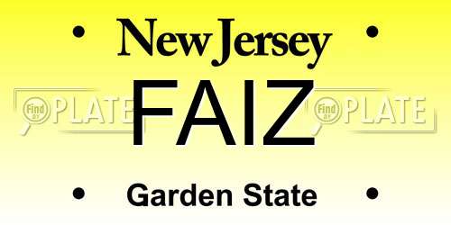 FAIZ New Jersey License Plate