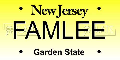 FAMLEE New Jersey License Plate