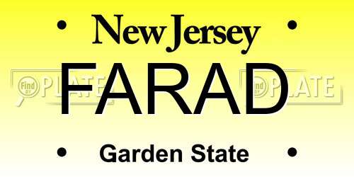 FARAD New Jersey License Plate