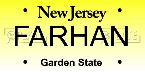 FARHAN New Jersey License Plate