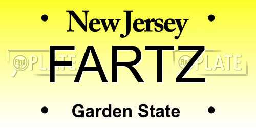 FARTZ New Jersey License Plate