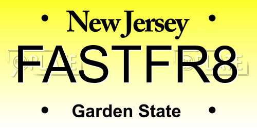 FASTFR8 New Jersey License Plate