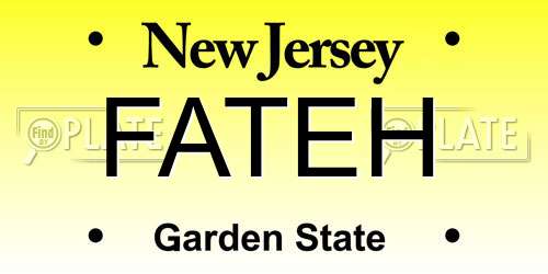 FATEH New Jersey License Plate