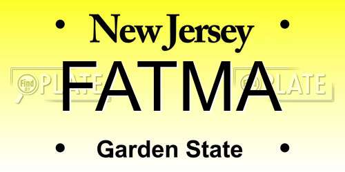 FATMA New Jersey License Plate