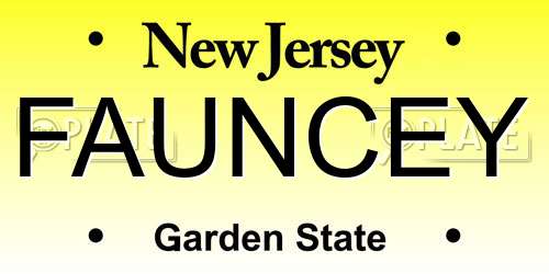 FAUNCEY New Jersey License Plate