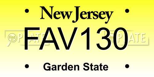 FAV130 New Jersey License Plate