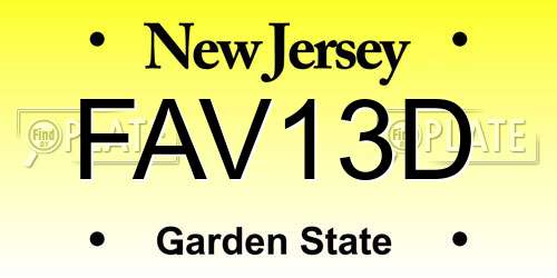 FAV13D New Jersey License Plate