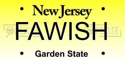 FAWISH New Jersey License Plate