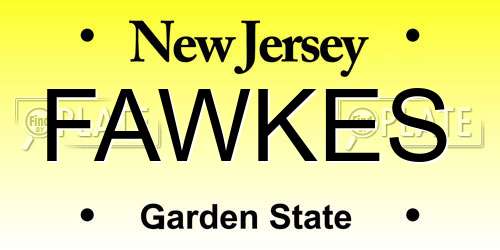 FAWKES New Jersey License Plate