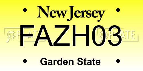 FAZH03 New Jersey License Plate