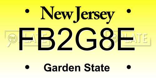 FB2G8E New Jersey License Plate