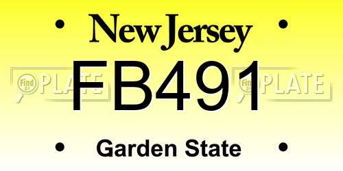 FB491 New Jersey License Plate