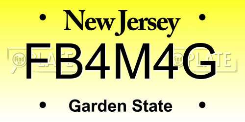FB4M4G New Jersey License Plate