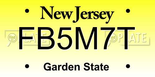 FB5M7T New Jersey License Plate