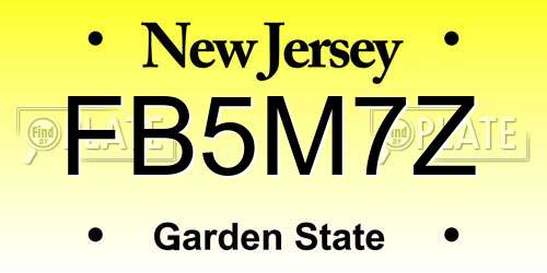 FB5M7Z New Jersey License Plate