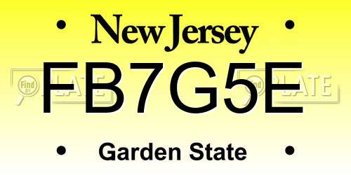 FB7G5E New Jersey License Plate