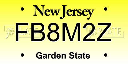 FB8M2Z New Jersey License Plate
