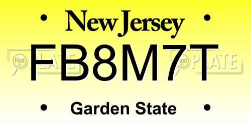 FB8M7T New Jersey License Plate