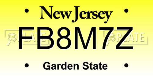 FB8M7Z New Jersey License Plate