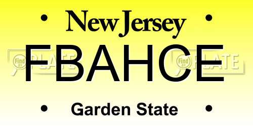 FBAHCE New Jersey License Plate