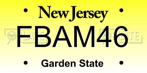 FBAM46 New Jersey License Plate