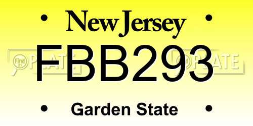 FBB293 New Jersey License Plate