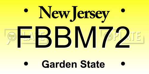FBBM72 New Jersey License Plate