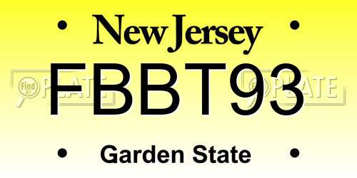 FBBT93 New Jersey License Plate