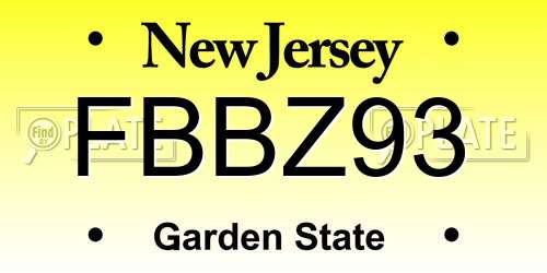 FBBZ93 New Jersey License Plate