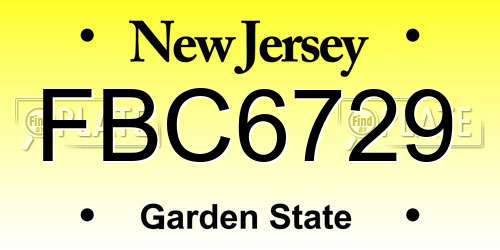 FBC6729 New Jersey License Plate