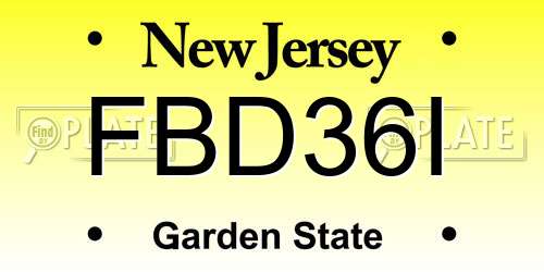 FBD36I New Jersey License Plate
