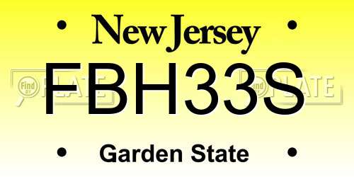 FBH33S New Jersey License Plate