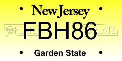 FBH86 New Jersey License Plate