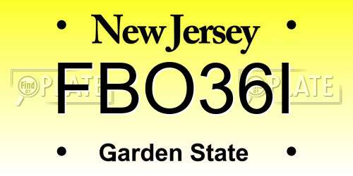 FBO36I New Jersey License Plate
